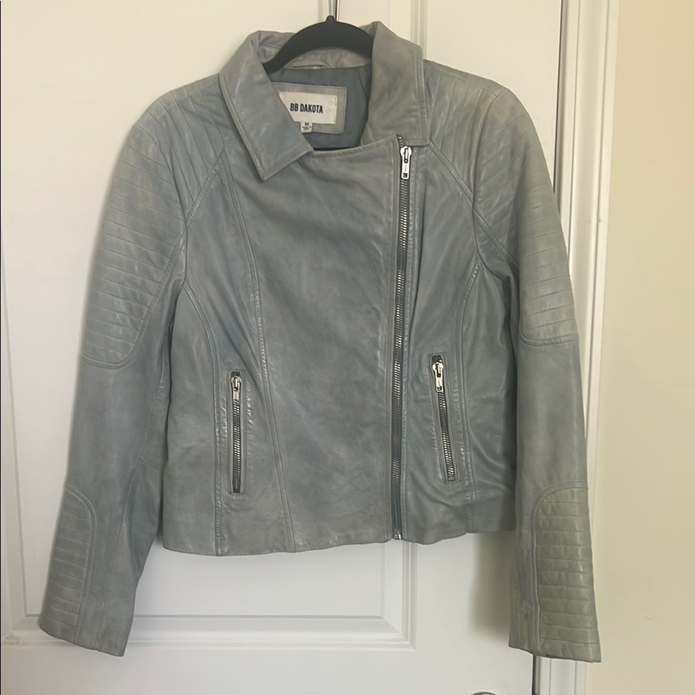 BB Dakota Women's Blue- Gray Leather Jacket